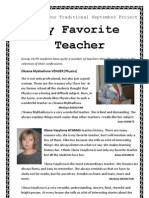 My Favorite Teacher: EDITORIAL: Our Traditional September Project