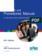 GED Testing Policies & Procedures Manual (2011)