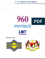 960 Physics (PPU) Semester 2 Topics-Syllabus