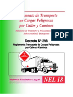 Reglamento de Transporte de Cargas Peligrosas Por Calles y Caminos, Ministerio de Transportes y Telecomunicaciones, Subsecretaria de Transportes, Decreto Supremo #298