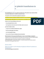 Guidelines For Platelet Transfusions in Dengue Fever