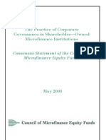 The Practice of Corporate Governance in Shareholder-Owned Microfinance Institutions