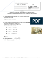 Matemática - 9º Ano - 2 Ficha de Jan 09