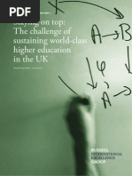 Staying On Top The Challenge of Sustaining World Class Higher Education in The UK