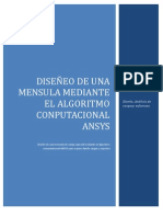 Diseño de Una Mensula Mediante El Algoritmo Computacional Ansys