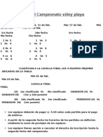 Fixture Del Campeonato Vóley Playa