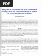 Programas de Prevención en El Fomento de La Seguridad Del Apego en Contextos Vitales Del Niño: La Experiencia Chilena.