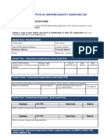 Membership Application Form: Picqs Philippine Institute of Certified Quantity Surveyors, Inc