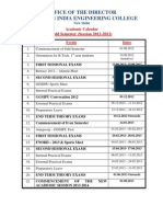 Office of The Director Northern India Engineering College: Odd Semester (Session 2012-2013)