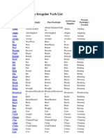 Common English Irregular Verb List