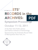 Artists' Records in The Archives: Symposium Proceedings