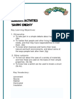 Learning Activities Saving Energy': Key Learning Objectives: 1. Citizenship