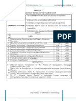 Introduction To Theory of Computation Module Description: Sl. No. Topic Time Required Lecture #