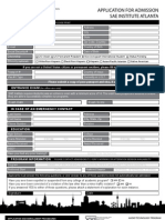 Application For Admission Sae Institute Atlanta: Applicant Information