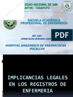 Implicancioas Legales en Los Registros de Enfermeria