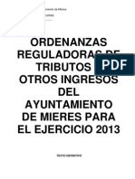 Ordenanzas Fiscales de Mieres. 2013.