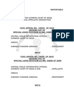 Right To Information - Independence of Judiciary - Information - Exemption 2010 SC