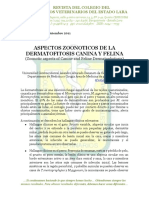 Aspectos Zoonóticos de La Dermatofitosis Canina y Felina