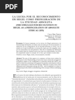 Carlos Rendón - La Lucha Por El Reconocimiento en Hegel Como Prefiguración de La Eticidad Absoluta