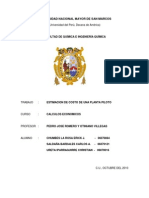 Estimacion Del Costo de Produccion de Una Planta Piloto para Produccion de Nectar