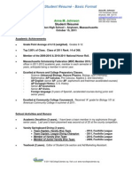 Example Student Résumé - Basic Format: Anna M. Johnson