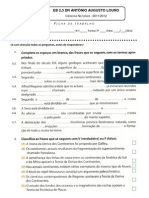 Ficha de Trabalho 7c2ba Ano Teoria Da Deriva Continental