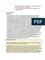 Perspectiva Crítica de Paulo Freire y Su Contribución A La Teoría Del Currículo