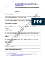 Infinite Computer Solutions Sample Technical Sample Placement Paper Level1