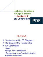 Database Systems &applications: ER Constraints