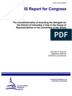 The Constitutionality of Awarding The Delegate For The District of Columbia A Vote in The House of Representatives or The Committee of The Whole