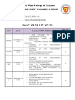 Divine Word College of Calapan: Internship / Practicum Weekly Report