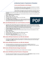 Abstract of National Electrical Code For Transformer's Protection