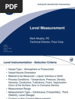 Level Measurement: Mark Murphy, PE Technical Director, Fluor Corp