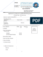 Application For Admission To M.Phil /PH.D Programme: June2012