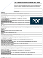 McDonalds USA Ingredients Listing For Popular Menu Items