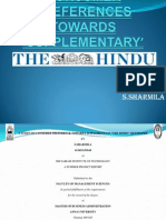 A Study On CONSUMER PREFERENCES TOWARDS SUPPLEMENTARY' in The Hindu Newspaper