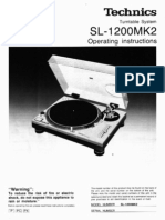 Technics SL-1200MK2 Turntable System Operating Instructions