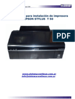 Instructivo de Instalacion Epson Stylus t50 Con Istema Continuo de Tinta