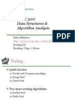 CSCE 3110 Data Structures & Algorithm Analysis: Rada Mihalcea Sorting (II) Reading: Chap.7, Weiss