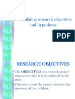 Formulating Research Hypothesis and Objectives