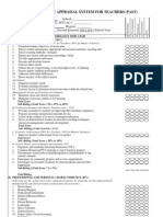 Performance Appraisal System For Teachers (Past) Form