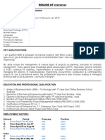 SAMPLE CV Project Control Engr - 18years - XXXX