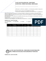 Tabla de Calificación Del Concurso Himnos