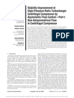 Stability Improvement of High-Pressure-Ratio Turbocharger Centrifugal Compressor by Asymmetric Flow Control-Part I Non-Axisymmetrical Flow in Centrifugal Compressor