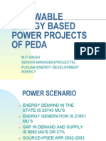 Renewable Energy Based Power Projects of Peda: M.P.Singh Senior Manager (Projects), Punjab Energy Development Agency