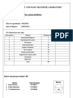 CH 3520 Heat and Mass Transfer Laboratory: Title of The Experiment: Plate Column Distillation