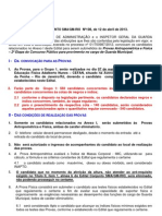 EDITAL Convoca Prova Fisica Grupo 1