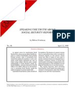 Speaking The Truth About Social Security Reform, Cato Briefing Paper No. 46