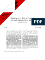 Social Security Reform Proposals: USAs, Clawbacks, and Other Add-Ons, Cato Briefing Paper No. 47