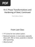 Fe-C Phase Transformations and Hardening of Steel, Continued